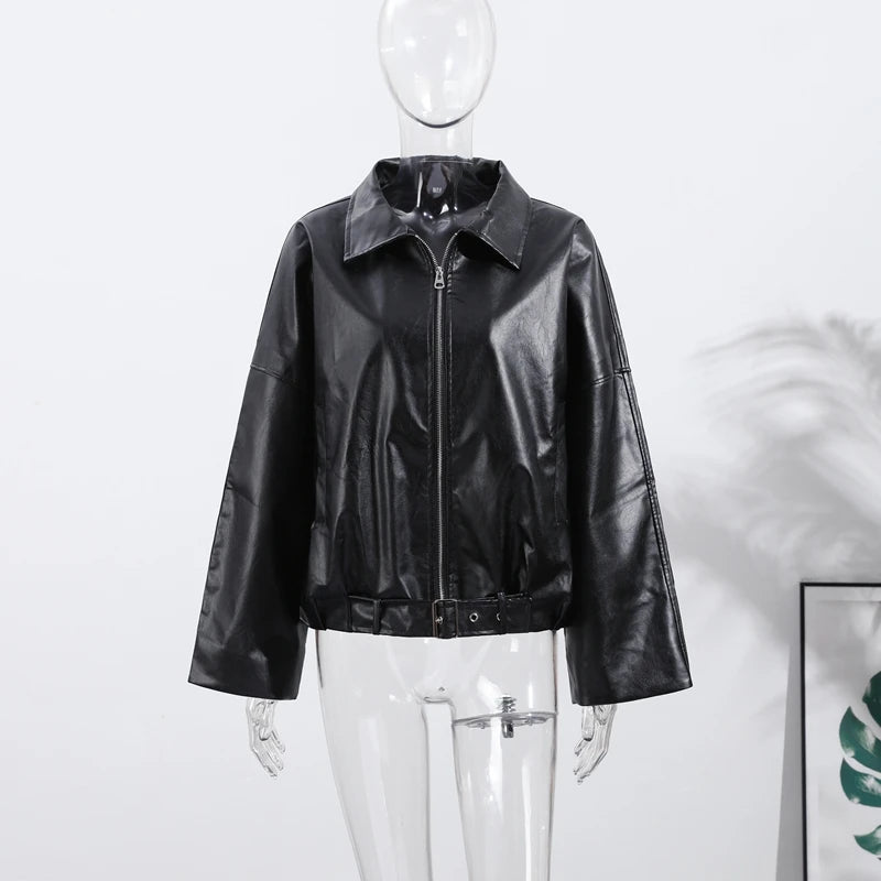 Vintage PU Leather Bomber Jacket
