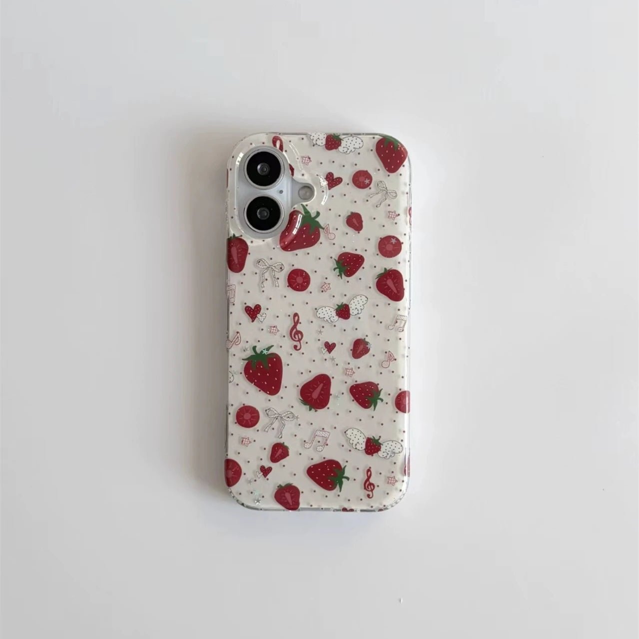 Strawberry Musical Note Polka Dots