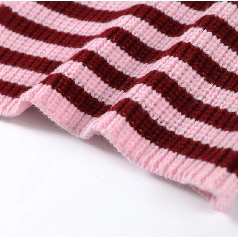 Loose Striped Women's Knit Cardigan