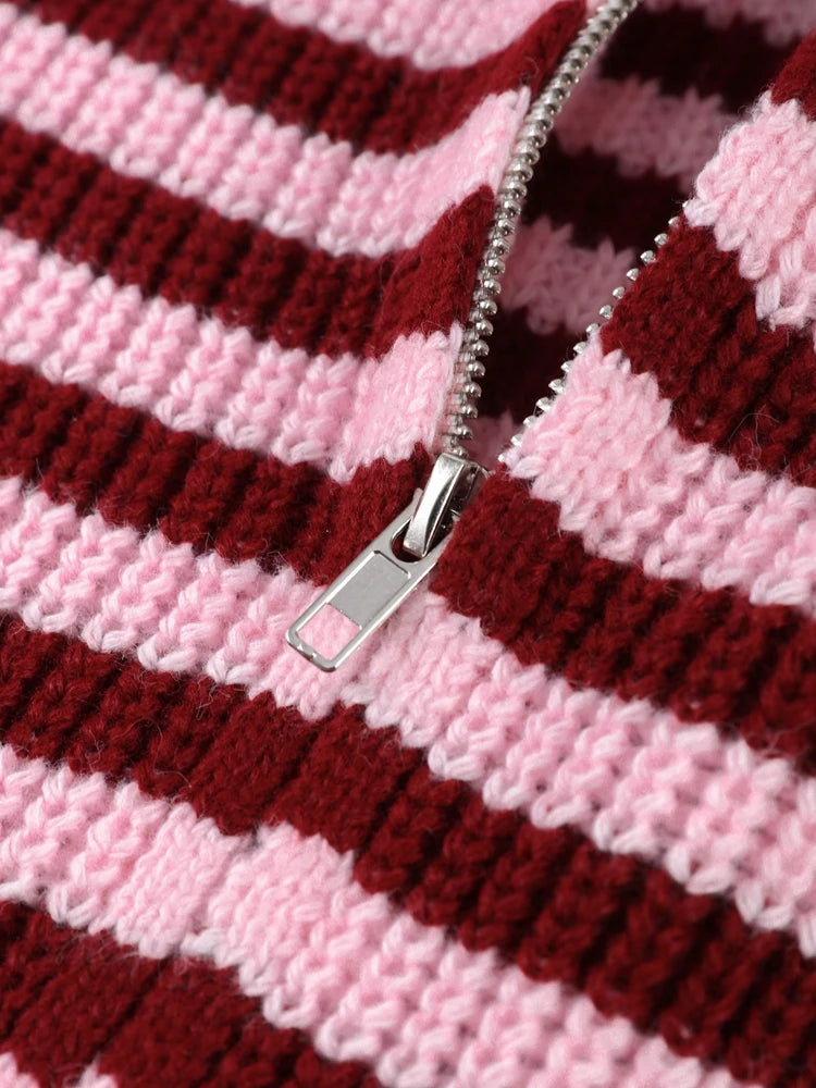 Loose Striped Women's Knit Cardigan