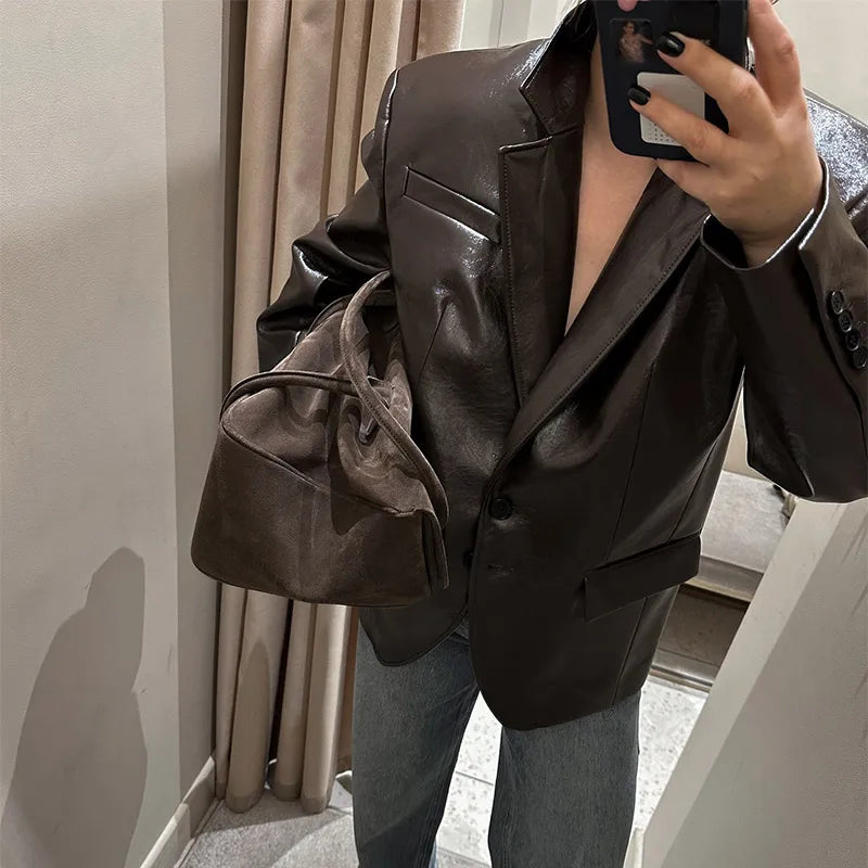 Vintage PU Leather Bomber Jacket