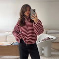 Loose Striped Women's Knit Cardigan
