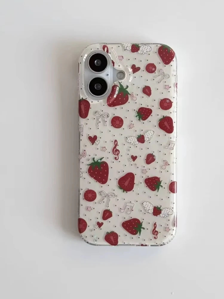 Strawberry Musical Note Polka Dots