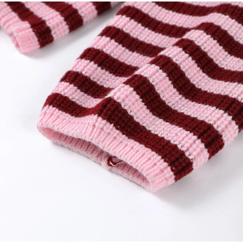 Loose Striped Women's Knit Cardigan