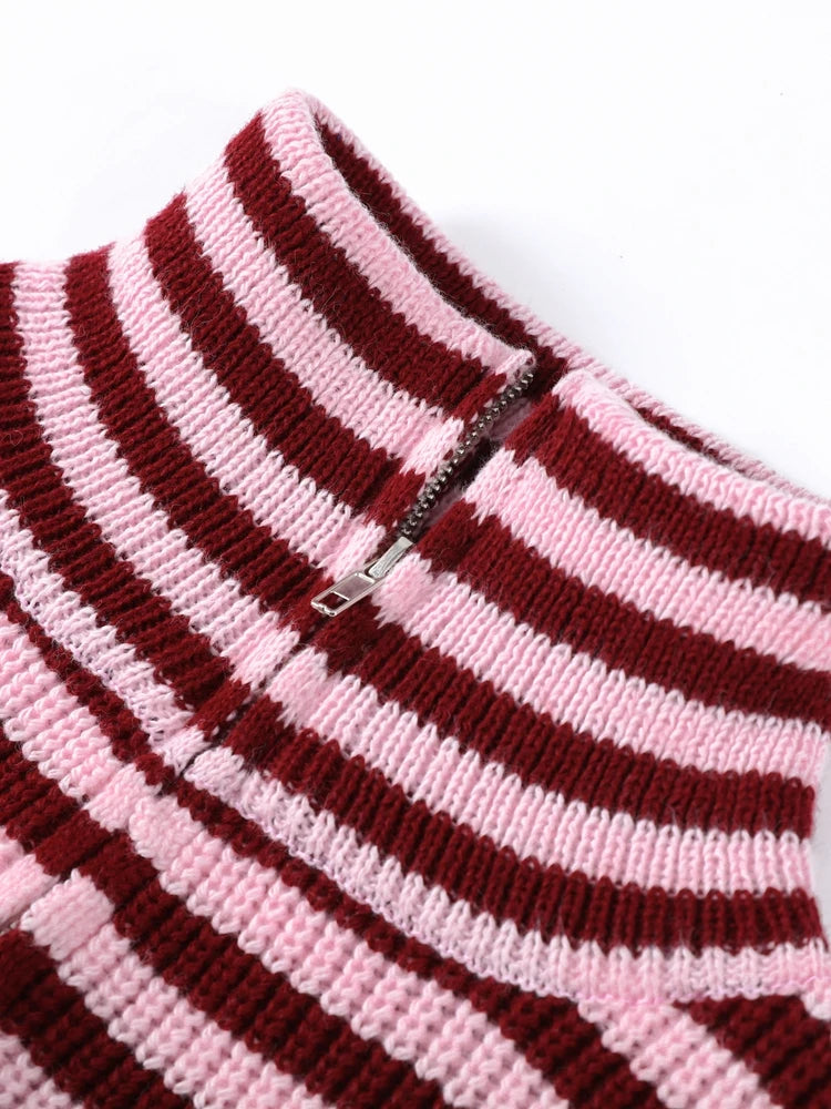 Loose Striped Women's Knit Cardigan