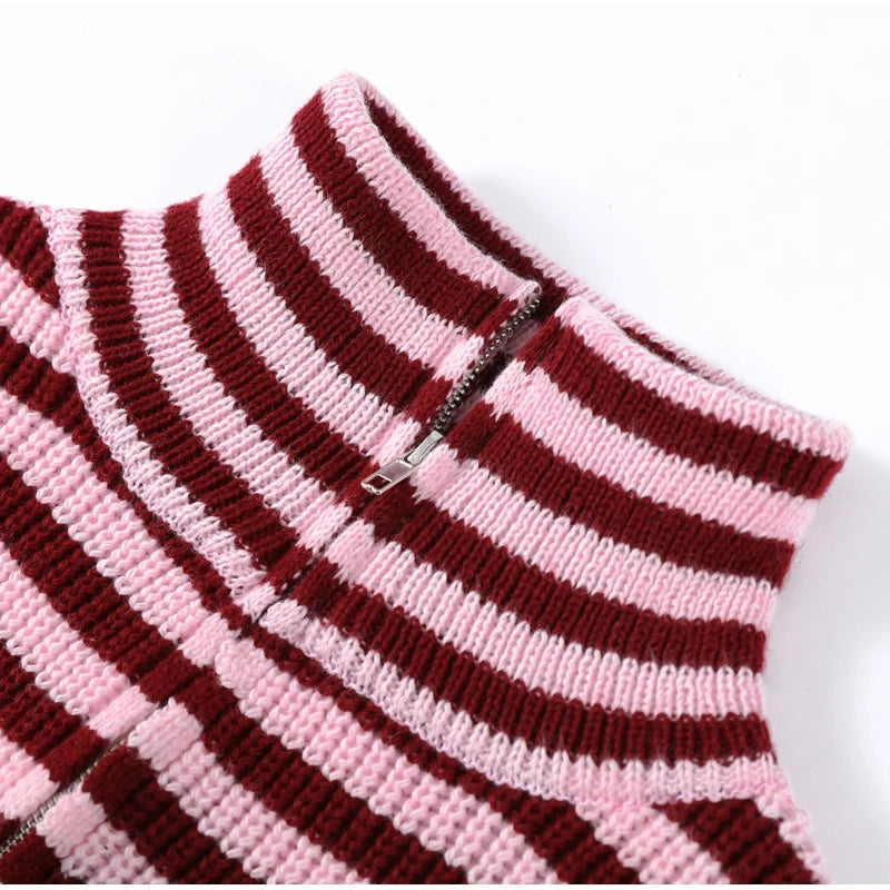 Loose Striped Women's Knit Cardigan